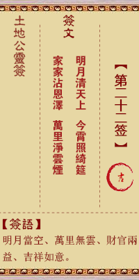 土地公灵签第22签