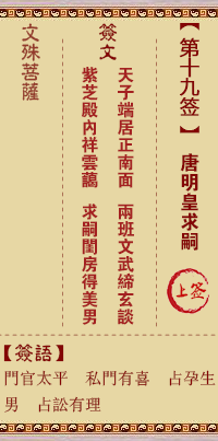 文殊菩萨灵签第19签