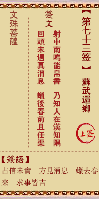 文殊菩萨灵签第73签